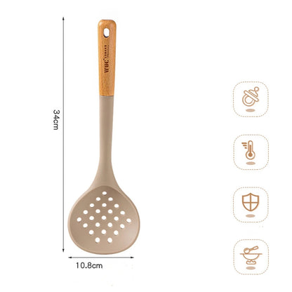 Silicone Cooking Utensils Set with Wooden Handle - Heat-resistant and Non-stick Kitchenware