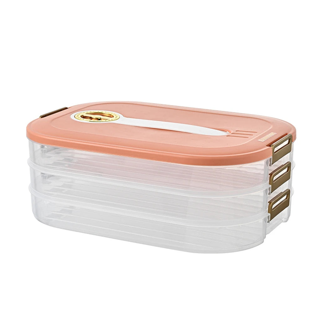 Large Capacity Stackable Frozen Food Storage Box – Multi-Tray Food Organizer with Sealed Handle & Timer Crisper