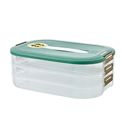 Large Capacity Stackable Frozen Food Storage Box – Multi-Tray Food Organizer with Sealed Handle & Timer Crisper