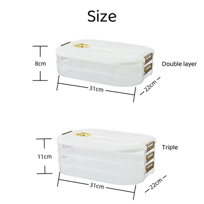 Large Capacity Stackable Frozen Food Storage Box – Multi-Tray Food Organizer with Sealed Handle & Timer Crisper