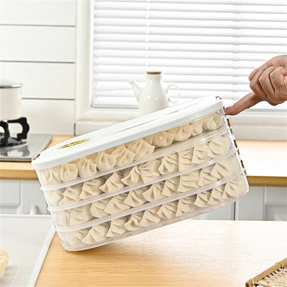 Large Capacity Stackable Frozen Food Storage Box – Multi-Tray Food Organizer with Sealed Handle & Timer Crisper