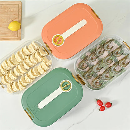 Large Capacity Stackable Frozen Food Storage Box – Multi-Tray Food Organizer with Sealed Handle & Timer Crisper