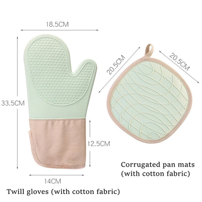 Silicone Oven Mitts Set – Heat-Resistant, Non-Slip Microwave Gloves with Pan Mats for Baking, Cooking & BBQ