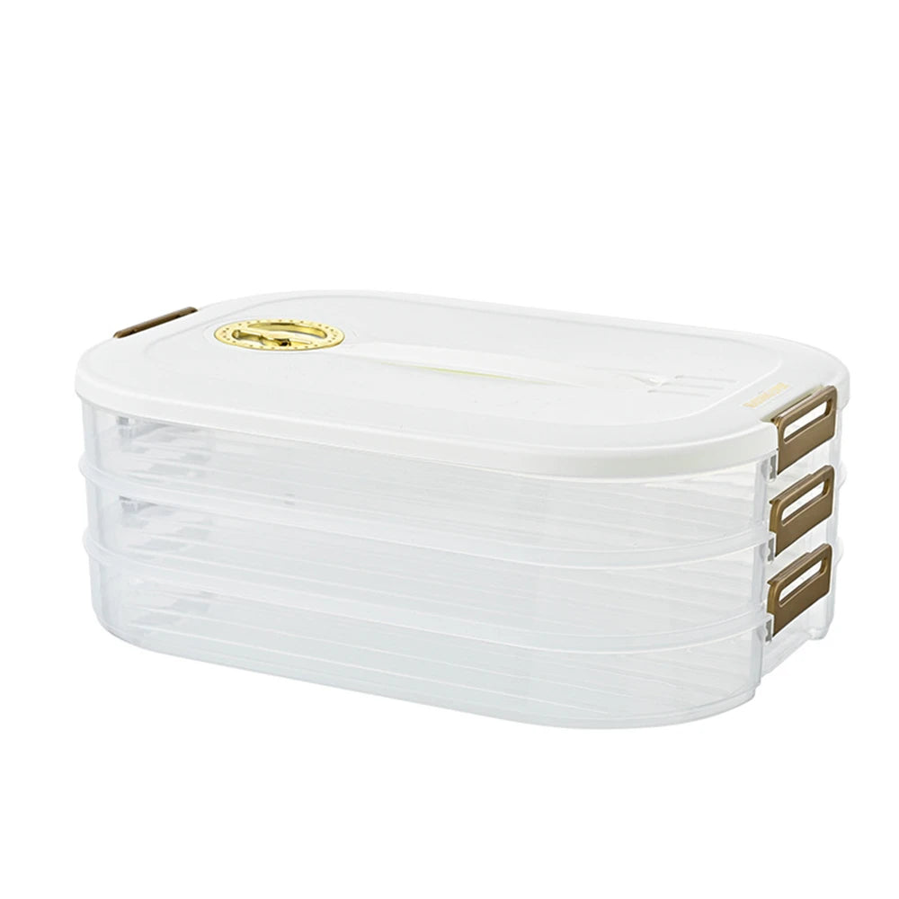 Large Capacity Stackable Frozen Food Storage Box – Multi-Tray Food Organizer with Sealed Handle & Timer Crisper