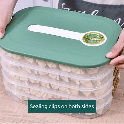 Large Capacity Stackable Frozen Food Storage Box – Multi-Tray Food Organizer with Sealed Handle & Timer Crisper