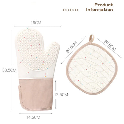 Silicone Oven Mitts Set – Heat-Resistant, Non-Slip Microwave Gloves with Pan Mats for Baking, Cooking & BBQ