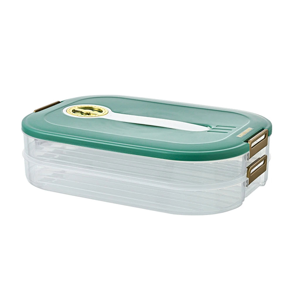 Large Capacity Stackable Frozen Food Storage Box – Multi-Tray Food Organizer with Sealed Handle & Timer Crisper
