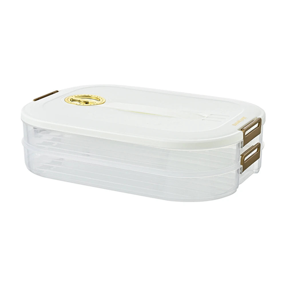 Large Capacity Stackable Frozen Food Storage Box – Multi-Tray Food Organizer with Sealed Handle & Timer Crisper