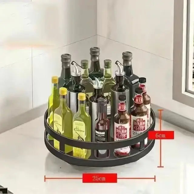 3-Layer 360° Rotating Spice Rack – Non-Slip Carbon Steel Organizer for Jars & Seasonings